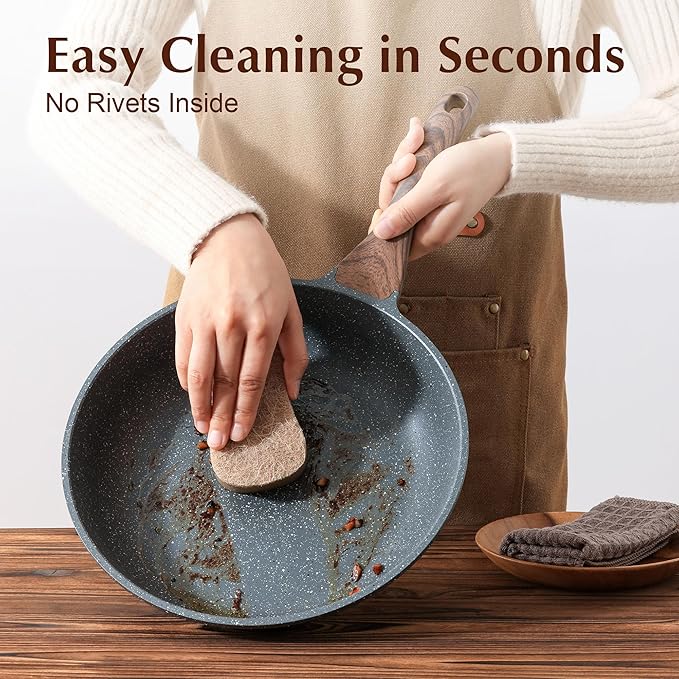 SENSARTE Nonstick Frying Pan Skillet with Lid, Omelet Pan with Cover, Healthy Egg Pan Chef's Pan, Kitchen Cooking Pan, PFOA Free (8inch + Glass Lid)