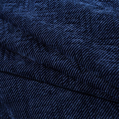 HoneiLife King Quilt Bedding Set - 3 Pieces Corduroy Quilt Sets Double Faced Velvet Bedspreads Super Soft Coverlets Reversible Bed Cover Autumn & Winter Bedding Set All Season Quilts-Navy Blue