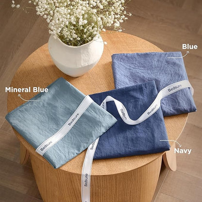 Bedsure California King Size Comforter Set, Blue Soft Prewashed Bedding for All Seasons, 3 Pieces GentleSoft™ Down Alternative Bed Set, 1 Lightweight Comforter (104"x96") and 2 Pillowcases (20"x36")