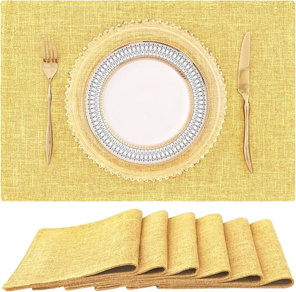 homing Mustard Yellow Cloth Placemats Set of 6 – Cotton Linen Blend Washable Farmhouse Dining Table Mats for Fall & Thanksgiving, Easy to Clean, 13 x 19 Inch