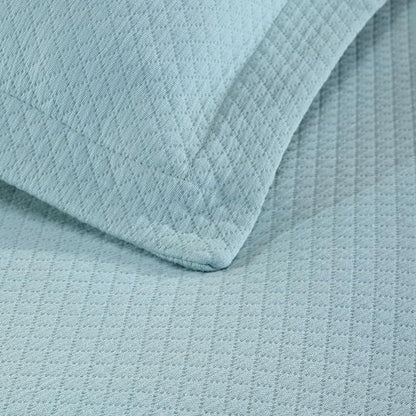 Superior Solitaire Cotton 2 Piece Bedspread Set, Home Bed Decor, Decorative Textured Bed Spread, 1 Pillow Sham, Airy Blanket, Matelasse Coverlet Bedding, All-Season Accent Blanket, Twin, Aqua