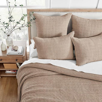 Levtex Home Mills Waffle Full Bedspread Set (100x104in) with 2 Pillow Shams (26x20in) - Blush - Cotton Waffle Full Size Bedspread Set - Lightweight, Soft, Pre-Washed
