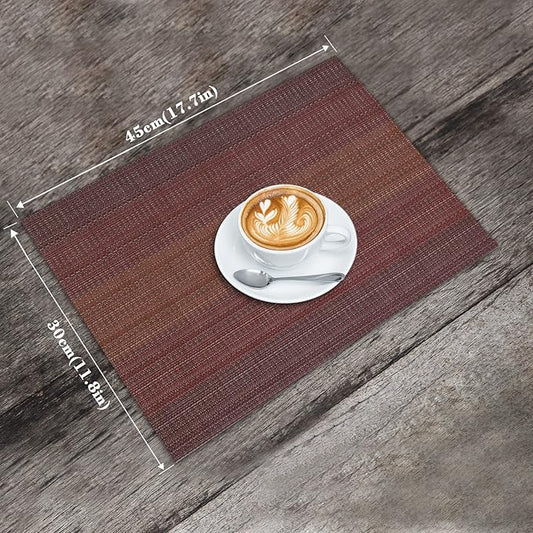 HeloHo Halloween Christmas Red Placemats Set of 4 Kitchen Table Mats Washable Placemats Crossweave Woven Vinyl Placemat for Dining Table Decoration