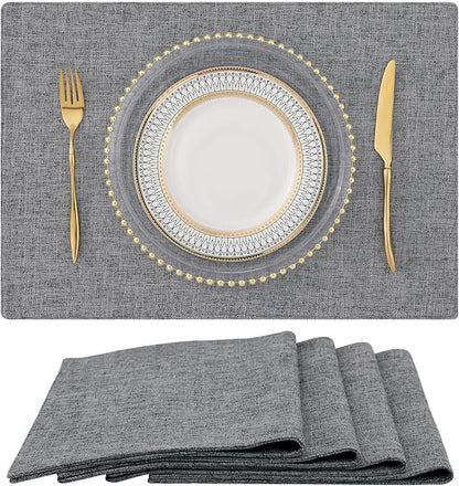 homing Dark Grey Cloth Placemats for Dining Table Set of 4 – Cotton Linen Blend Washable Farmhouse Kitchen Mats for Indoors & Outdoors - Easy to Clean 13 x 19 Inch