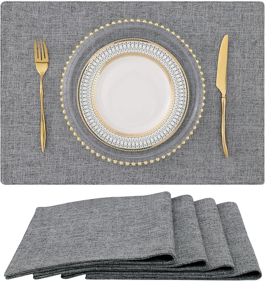 homing Dark Grey Cloth Placemats for Dining Table Set of 4 – Cotton Linen Blend Washable Farmhouse Kitchen Mats for Indoors & Outdoors - Easy to Clean 13 x 19 Inch