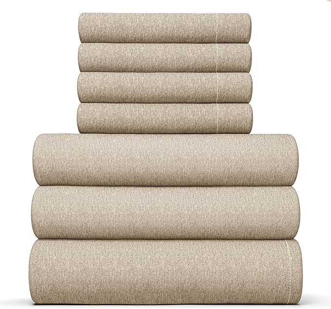 CGK Linens Split King 7 Piece Sheet Set - Cooling Sheets for Hot Sleepers - Hotel Luxury Bedding Set with 8-16 Inch Deep Pockets - 1 Flat & 2 Fitted & 4 Pillowcases - Soft & Wrinkle Free - Split King