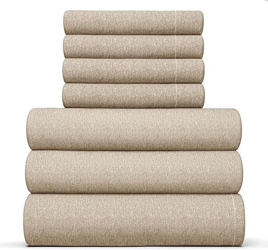 CGK Linens Split King 7 Piece Sheet Set - Cooling Sheets for Hot Sleepers - Hotel Luxury Bedding Set with 8-16 Inch Deep Pockets - 1 Flat & 2 Fitted & 4 Pillowcases - Soft & Wrinkle Free - Split King