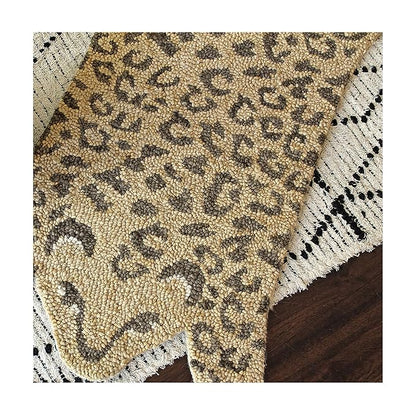 Crane Baby Safari Nursery and Toddler Room Décor, Wool Floor Rug for Boys and Girls, Leopard Shape, 23" x 36"