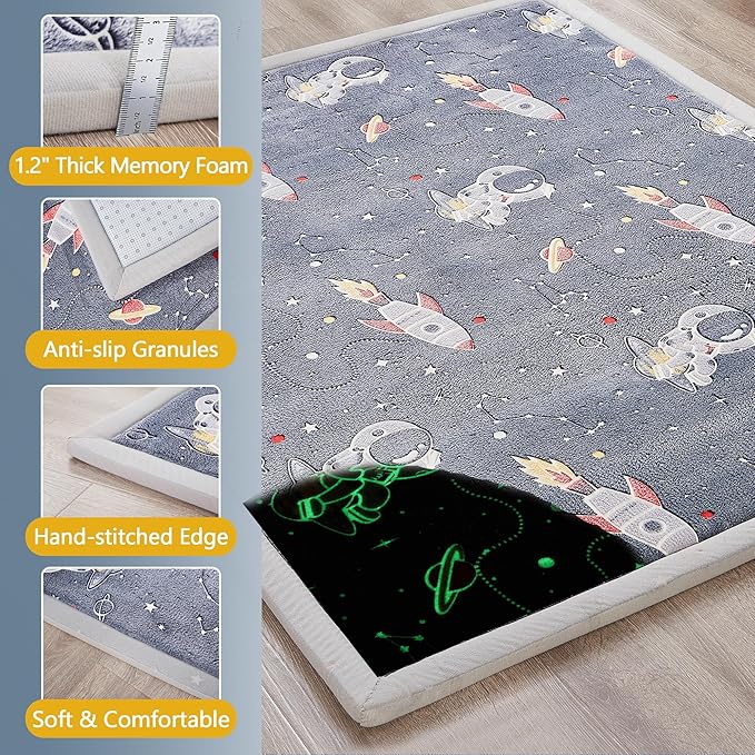 MAXYOYO Baby Play Mat, 1.2" Thick Memory Foam Soft Padded Carpet with Non-Slip Backing, Japanese Tatami Rug Living Room for Kids Toddler Children Nusery
