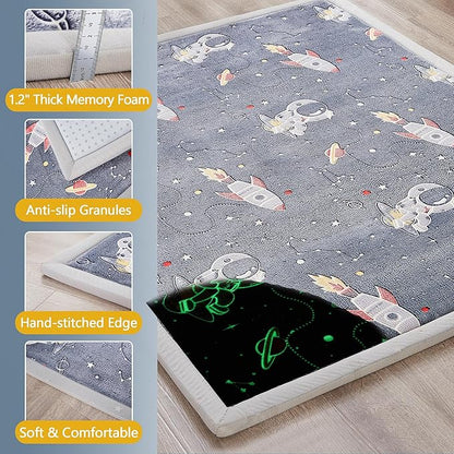 MAXYOYO Baby Play Mat, 1.2" Thick Memory Foam Soft Padded Carpet with Non-Slip Backing, Japanese Tatami Rug Living Room for Kids Toddler Children Nusery