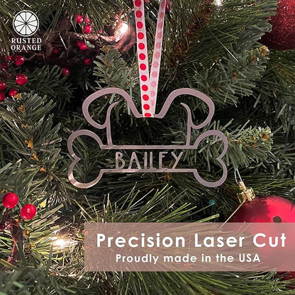 Man's Best Friend Personalized Pet Ornaments (2 Pack; 6 Inch) - Custom Name and Personalized Dog and Paw Design Christmas Ornaments for Christmas Tree