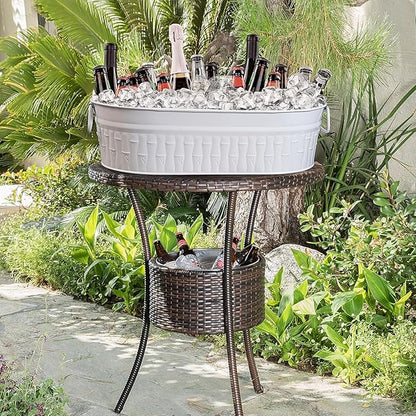 Large Ice Buckets for Parties, IKAYAS Galvanized Metal Ice Bucket Ice Tub with Scoop for Cocktail Bar Mimosa Bar Supplies, Large Champagne Bucket Beer bucket Metal