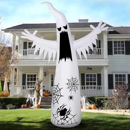 Joiedomi 12 FT Halloween Inflatables Giant Ghost Outdoor Decorations, Halloween Blow Up Ghost Yard Decorations with 3-Colored Flashing Flame Light for Lawn Party Scary Decor