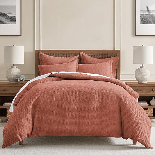 Levtex Home - Cloud Waffle Comforter Set - Full/Queen Comforter + Two Standard Pillow Cases - Waffle Weave - Adobe - Comforter (90 x 94in.) and Pillow Case (26 x 20in.) - Cotton