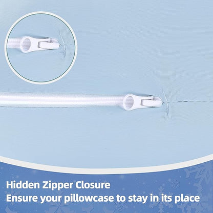 Cooling Pregnancy Pillow Cover (ONLY Pillowcase), Q-Max 0.4 U Shaped Luxurious Smooth Maternity Pillow Cover with Hidden Zip, Cool Large Pillow Protector for Side Hot Sleeper, Blue, 61x31 in