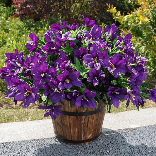 INSPRING Artificial Faux Plants Flowers for Outdoors 3 Bundles Fake Silk Azalea Flowers for Outside Summer Decoration UV Resistant Realistic Fake Flower for Outside Planter Patio Garden Walkways Home