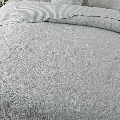 HoneiLife Oversized King Bedspreads - California King Quilt 128x120, 4-Piece Cal King Quilt Sets,Rustic Bedding Sets King Size,Extra Large Coverlets Lightweight Bed Cover for All Season Use-Grey
