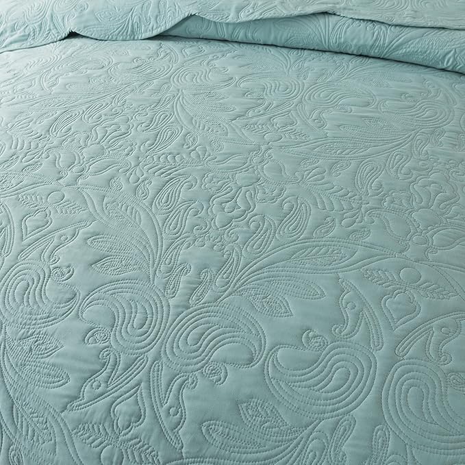 HoneiLife King Quilt Bedding Set - 3 Pieces Microfiber Quilt Sets Lightweight Bedspreads Reversible Coverlets Retro Bed Cover Quilt King Size All Season Quilts-Sage Green