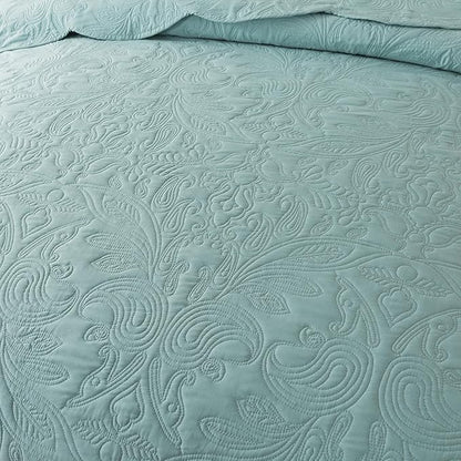 HoneiLife King Quilt Bedding Set - 3 Pieces Microfiber Quilt Sets Lightweight Bedspreads Reversible Coverlets Retro Bed Cover Quilt King Size All Season Quilts-Sage Green