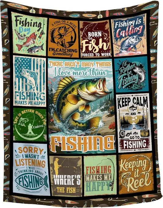 Fish Blanket,Fishing Gifts for Men,Fishing Lovers Blanket Gift,Fathers Day Fishing Gifts for Men,Gifts for Fisherman,Dad,Boys,Birthday Gifts for Men Who Love Fishing Throw Blankets,Teens Size-50"x60"