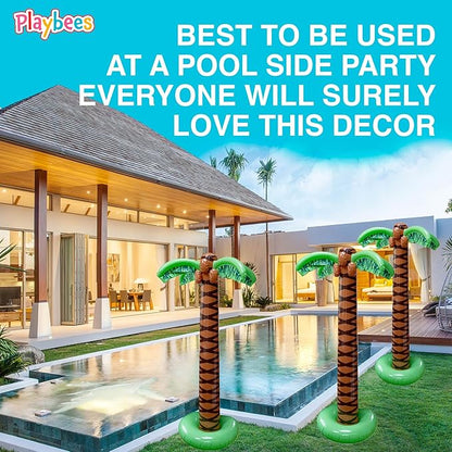 Giant Inflatable Palm Trees - 2 Pack - 6 Foot Super Sturdy Trees for Luau Parties, Beach Decor, Poolside Ambiance, Tropical Theme Decor & Outdoor Fun, Easy Inflation
