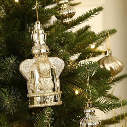 SHareconn 70pcs 2025 Classic Christmas Balls Ornaments Set, Shatterproof Plastic Baubles, Ribbon and Tree Topper for Xmas Tree Holiday Wedding Party Decorations with Hanging Strings, Champagne Gold