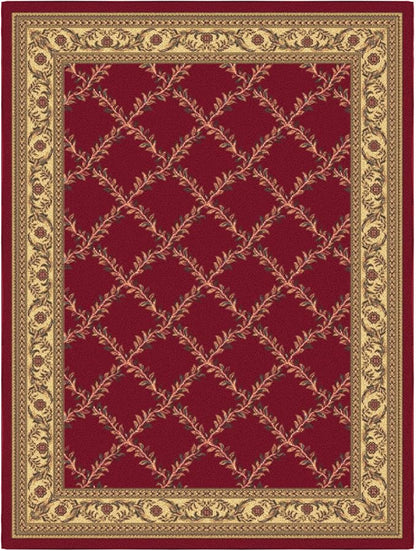 Ottomanson Machine Washable Trellis Design Non-Slip Rubberback 5x7 Modern Area Rug for Living Room, Bedroom, Dining Room, Office, 5' x 6'6", Red Trellis