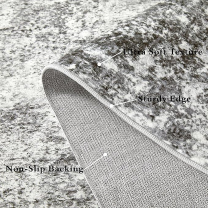 Area Rugs for Living Room: 5x7 Washable Neutral Abstract Rug for Bedroom Large Soft Modern Dining Room Rugs Indoor Floor Low Pile Carpet for Home Office Nursery - Grey