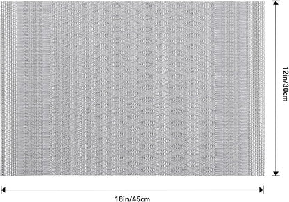 Leetaltree Lunar Grey Placemats Set of 12 - Heat Resistant Non-Slip Place mats for Dining Table, Washable Durable PVC Vinyl Woven Table Mats（Lunar Grey, 12）