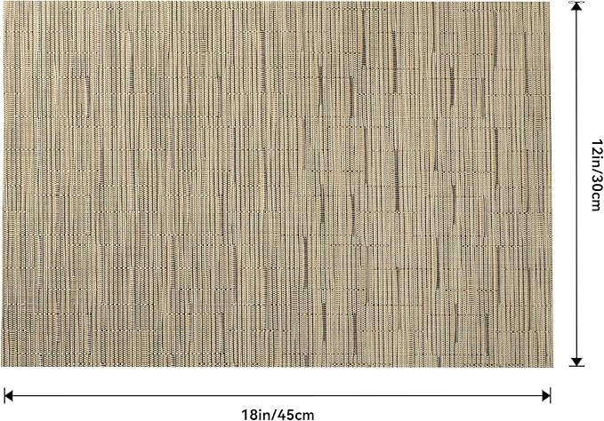 Leetaltree Light Brown Placemats Set of 8 - Heat Resistant Non-Slip Place mats for Dining Table, Washable Durable PVC Vinyl Woven Table Mats（Light Brown, 8）