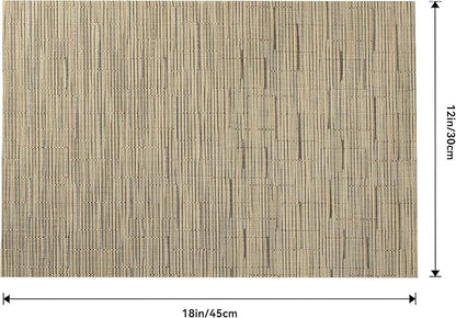 Leetaltree Light Brown Placemats Set of 8 - Heat Resistant Non-Slip Place mats for Dining Table, Washable Durable PVC Vinyl Woven Table Mats（Light Brown, 8）