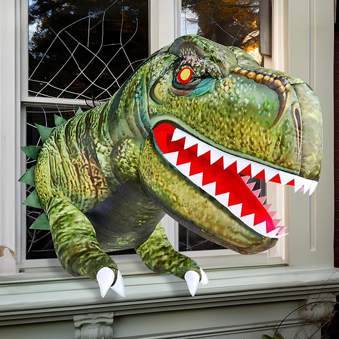 Joiedomi 4.5 FT Tall Inflatable Halloween Window Decorations, Halloween Inflatables Outdoor Decorations, Dinosaur Blow Up Decor Outside for Window Yard Decor