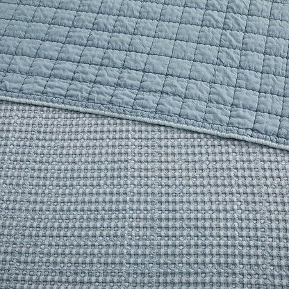Levtex Home Mills Waffle Full Bedspread Set (100x104in) with 2 Pillow Shams (26x20in) - Chambray - Cotton Waffle Full Size Bedspread Set - Lightweight, Soft, Pre-Washed