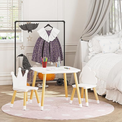 UTEX Kids Table with 2 Chairs Set, Kids Table and Chair Set,3 Piece Kiddy Table and Chair Set, Toddler Table and Chairs, White