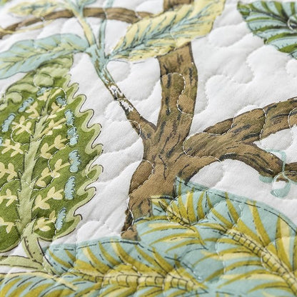 NEWLAKE Cotton Bedspread Quilt Sets - Reversible Patchwork Coverlet Set, Floral Vine Pattern, King Size