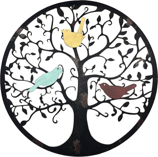 Remenna Metal Wall Art-Tree of Life Wall Decor 23inch Family Tree Metal Wall Hanging Bedroom Living Room Decor Outdoor Decoration (Tree of Life)