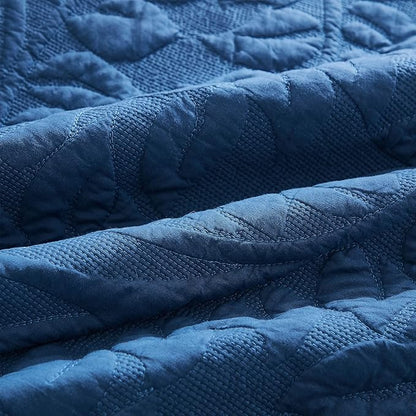 MarCielo 3-Piece 100% Cotton Oversized Bedspread Lightweight Quilt Coverlet Embroidery Farmhouse Bedding Set T0 (Midtone Blue, Oversized King (118"x106"))