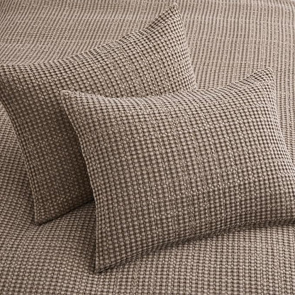 Levtex Home Mills Waffle King/Cal King Quilt Set (106x92in) with 2 Pillow Shams (36x20in) - Cocoa - Cotton Waffle King Size Quilt Bedding Set - Lightweight, Soft, Pre-Washed