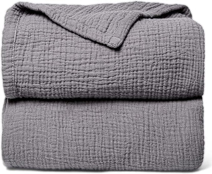 Lulu moon Muslin Quilt Blanket, Crib Blanket for Baby and Toddler,47x47 Inches(Gray)