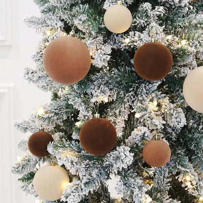3.15inch Velvet Christmas Ornaments for Xmas Tree, 12 pcs Flocked Christmas Balls Set Assortment for Holiday Decor Multicolor