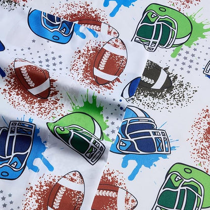 Kids Bedding Set Bed in a Bag for Boys and Girls Toddlers Printed Sheet Set and Comforter, Twin, Football