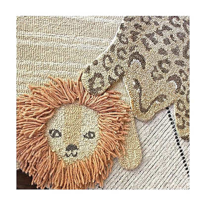 Crane Baby Safari Nursery and Toddler Room Décor, Wool Floor Rug for Boys and Girls, Leopard Shape, 23" x 36"