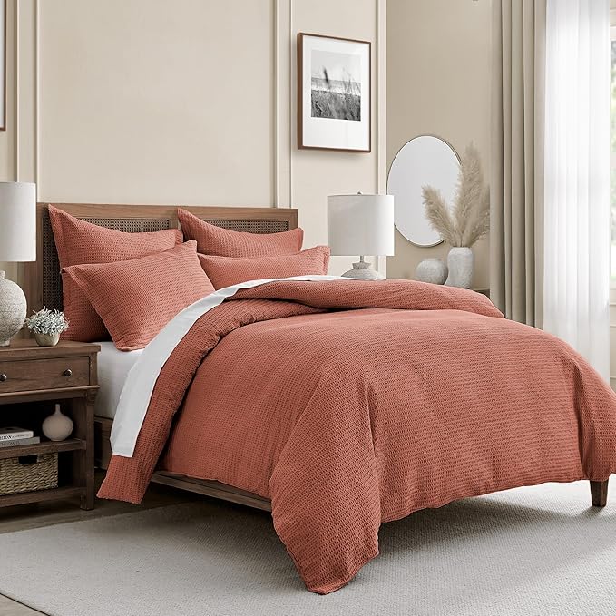 Levtex Home - Cloud Waffle Comforter Set - Full/Queen Comforter + Two Standard Pillow Cases - Waffle Weave - Adobe - Comforter (90 x 94in.) and Pillow Case (26 x 20in.) - Cotton