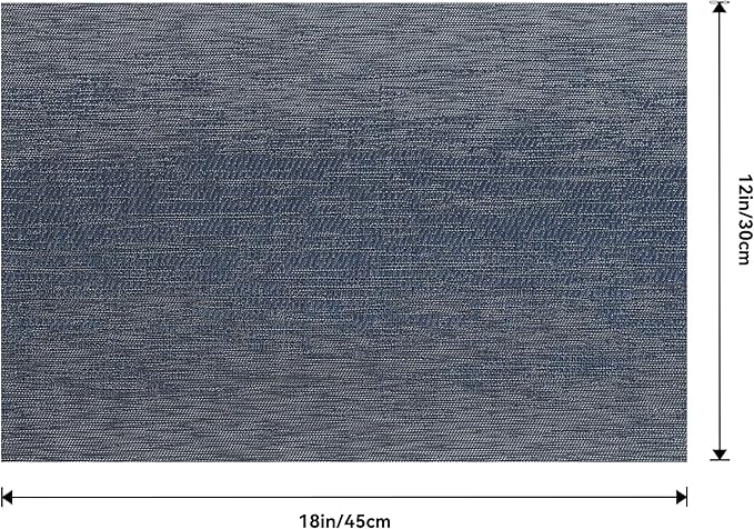 Leetaltree Denim Blue Placemats Set of 4 - Heat Resistant Non-Slip Place mats for Dining Table, Washable Durable PVC Vinyl Woven Table Mats（Denim Blue, 4）