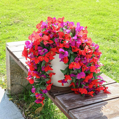 Faux Bougainvillea Artificial Flowers Plants for Outdoor Outside Spring Decoration, 2pcs Fake Silk Long Trailing Vines UV Resistant Realistic for Front Door Porch Planter Urn Patio Balcony Yard, Mix