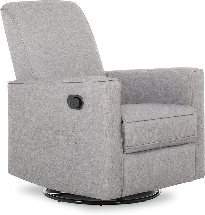 Evolur Raleigh Upholstered Plush Seating Glider Swivel, Rocker, Recliner, Glider for Nursery in Light Grey, Greenguard Gold Certified, Modern Nursery Recliner, Environmentally Conscious Glider