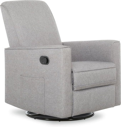 Evolur Raleigh Upholstered Plush Seating Glider Swivel, Rocker, Recliner, Glider for Nursery in Light Grey, Greenguard Gold Certified, Modern Nursery Recliner, Environmentally Conscious Glider