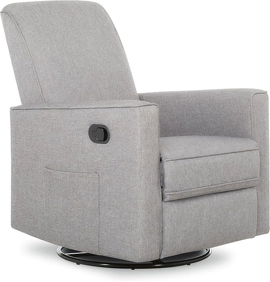 Evolur Raleigh Upholstered Plush Seating Glider Swivel, Rocker, Recliner, Glider for Nursery in Light Grey, Greenguard Gold Certified, Modern Nursery Recliner, Environmentally Conscious Glider