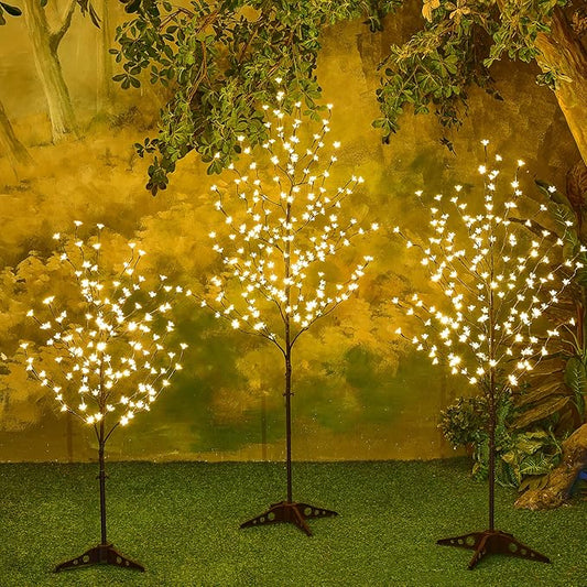 Lightshare LED Lighted Cherry Blossom Tree, 4FT, 5FT and 6FT, Warm White, Pack of 3, Decorate Home Garden, Summer, Wedding, Birthday, Christmas Holiday, Party, for Indoor and Outdoor Use