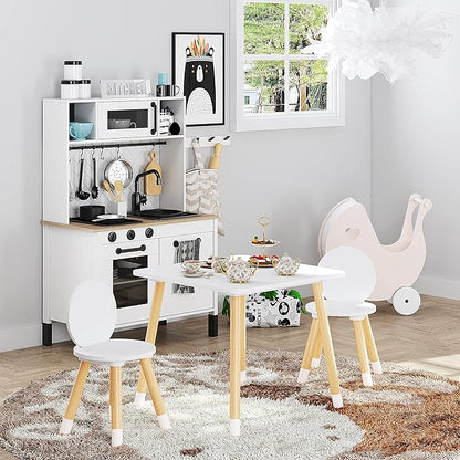 UTEX Kids Table with 2 Chairs Set for Toddlers, Boys, Girls, 3 Piece Kiddy Table and Chairs Set, White